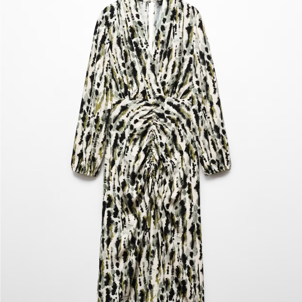 Mango PRINTED DRESS WITH RUFFLED DETAIL